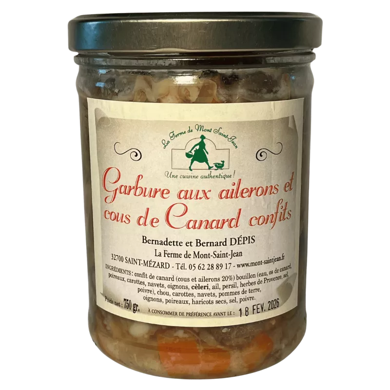 Garbure aux ailerons et cous de canard confits 750g